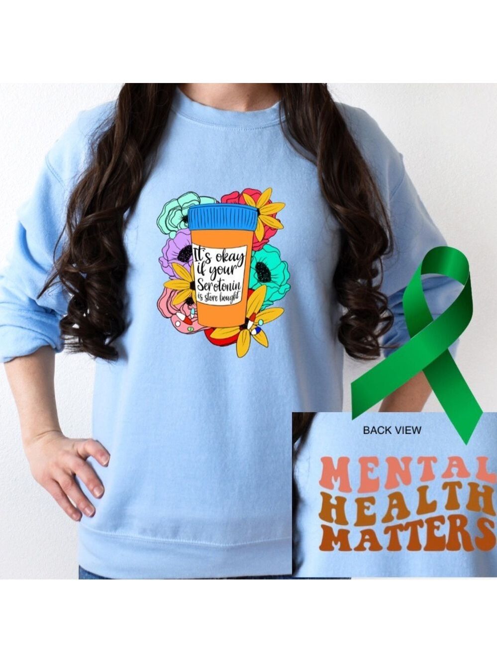 Serotonin mental health graphic crewneck sweatshirt size XL